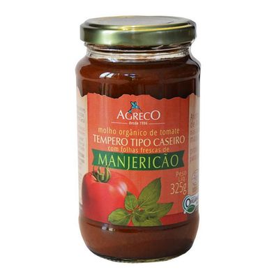 Molho de tomate orgânico com manjericão Agreco 325g