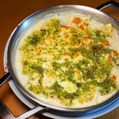 Paccheri 4 Queijos Gratinado 