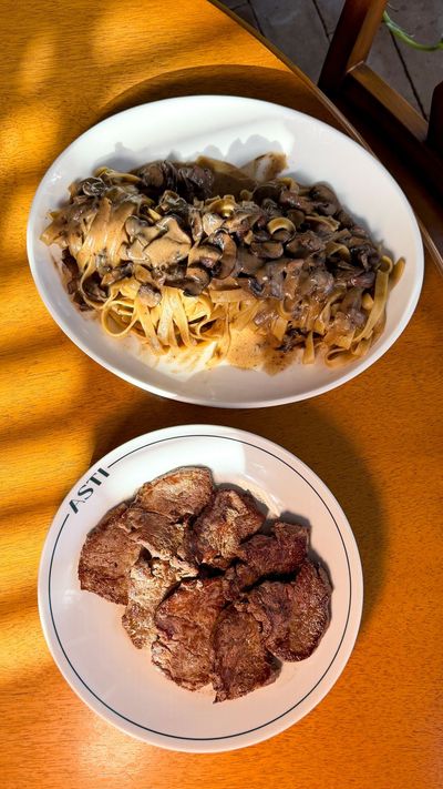 Escalope e Fettuccinne al Funghi