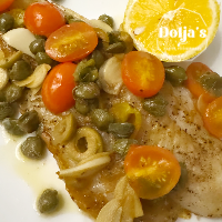 Pan Grilled Fish Fillet with Capers and Olives