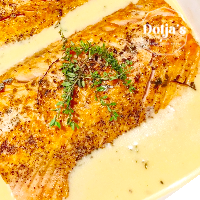 Parmesan Crusted Salmon Fillet with Pineapple Buerre Blanc