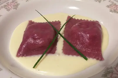 Ravioli de Beterraba recheado de Mussarela e Manjericão